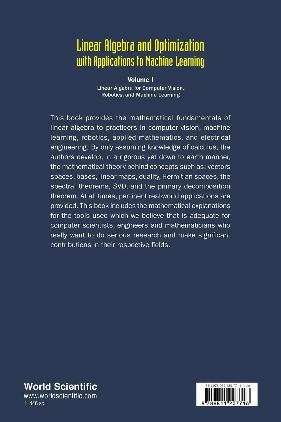 Rückseite: 9789811207716 | LINR ALGEBRA &amp; OPTIM APPL (V1) | Jean Gallier &amp; Jocelyn Quaintance