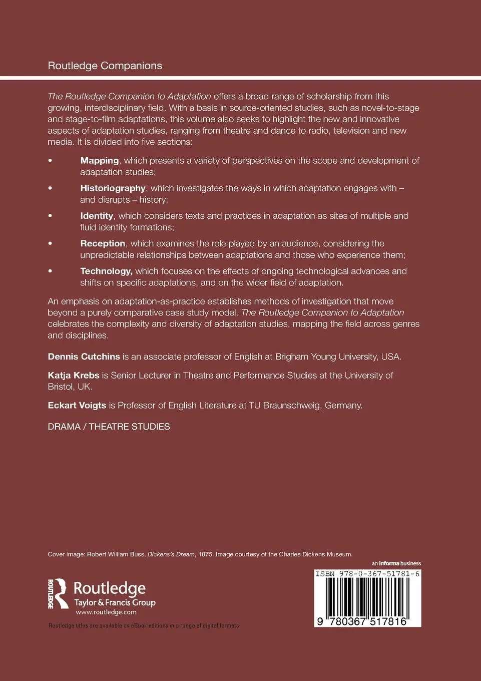Rückseite: 9780367517816 | The Routledge Companion to Adaptation | Dennis Cutchins (u. a.) | Buch