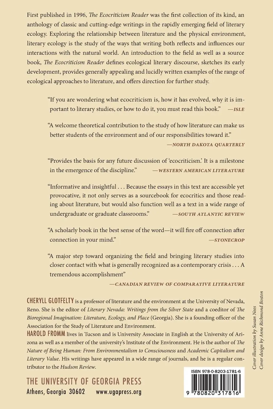 Rückseite: 9780820317816 | The Ecocriticism Reader | Landmarks in Literary Ecology | Taschenbuch