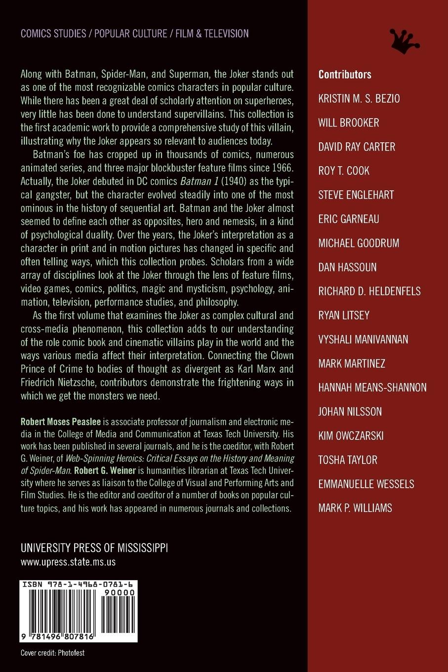 Rückseite: 9781496807816 | Joker | A Serious Study of the Clown Prince of Crime | Peaslee (u. a.)