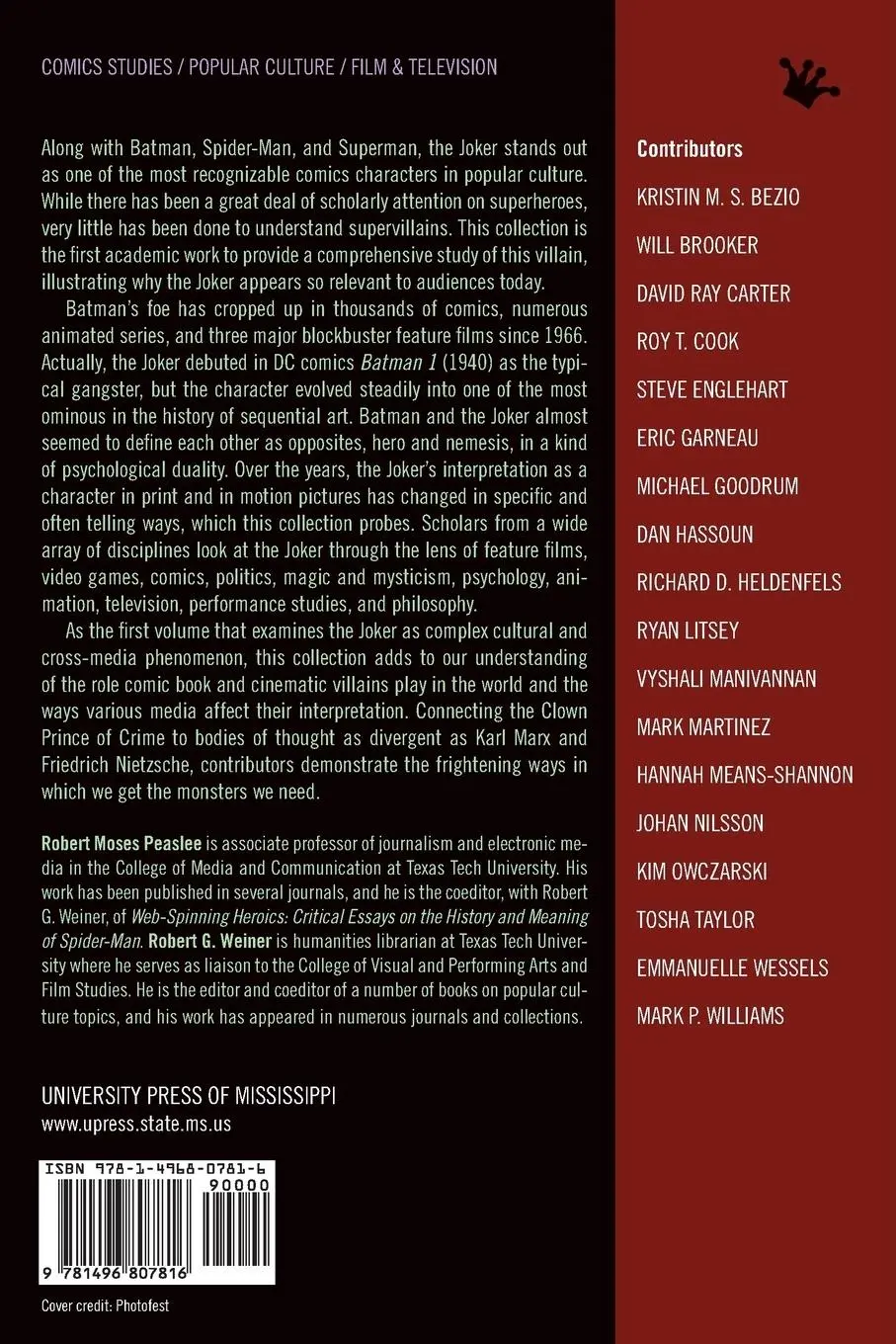 Rückseite: 9781496807816 | Joker | A Serious Study of the Clown Prince of Crime | Peaslee (u. a.)