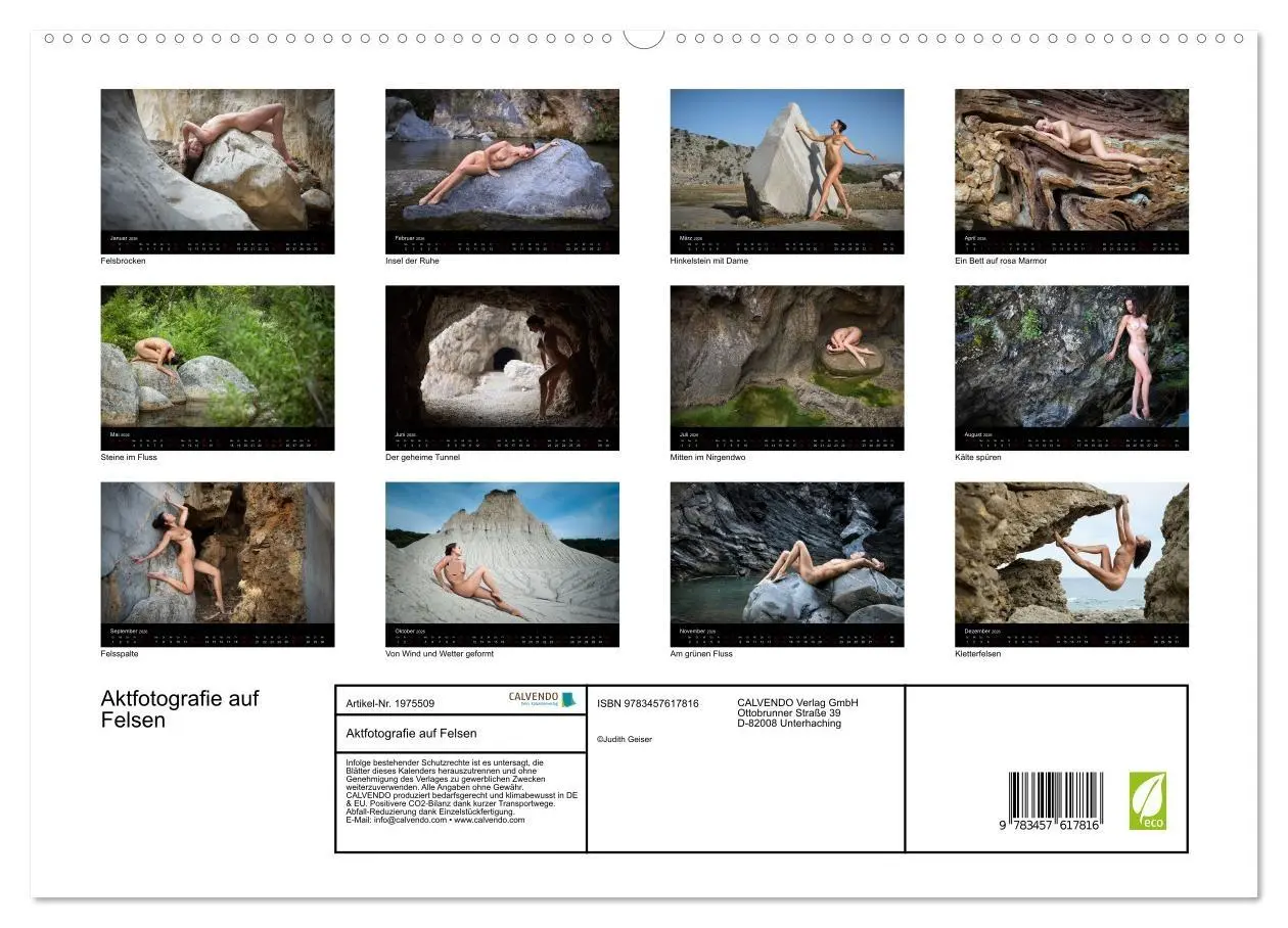 Bild: 9783457617816 | Aktfotografie auf Felsen (Wandkalender 2026 DIN A2 quer), CALVENDO...