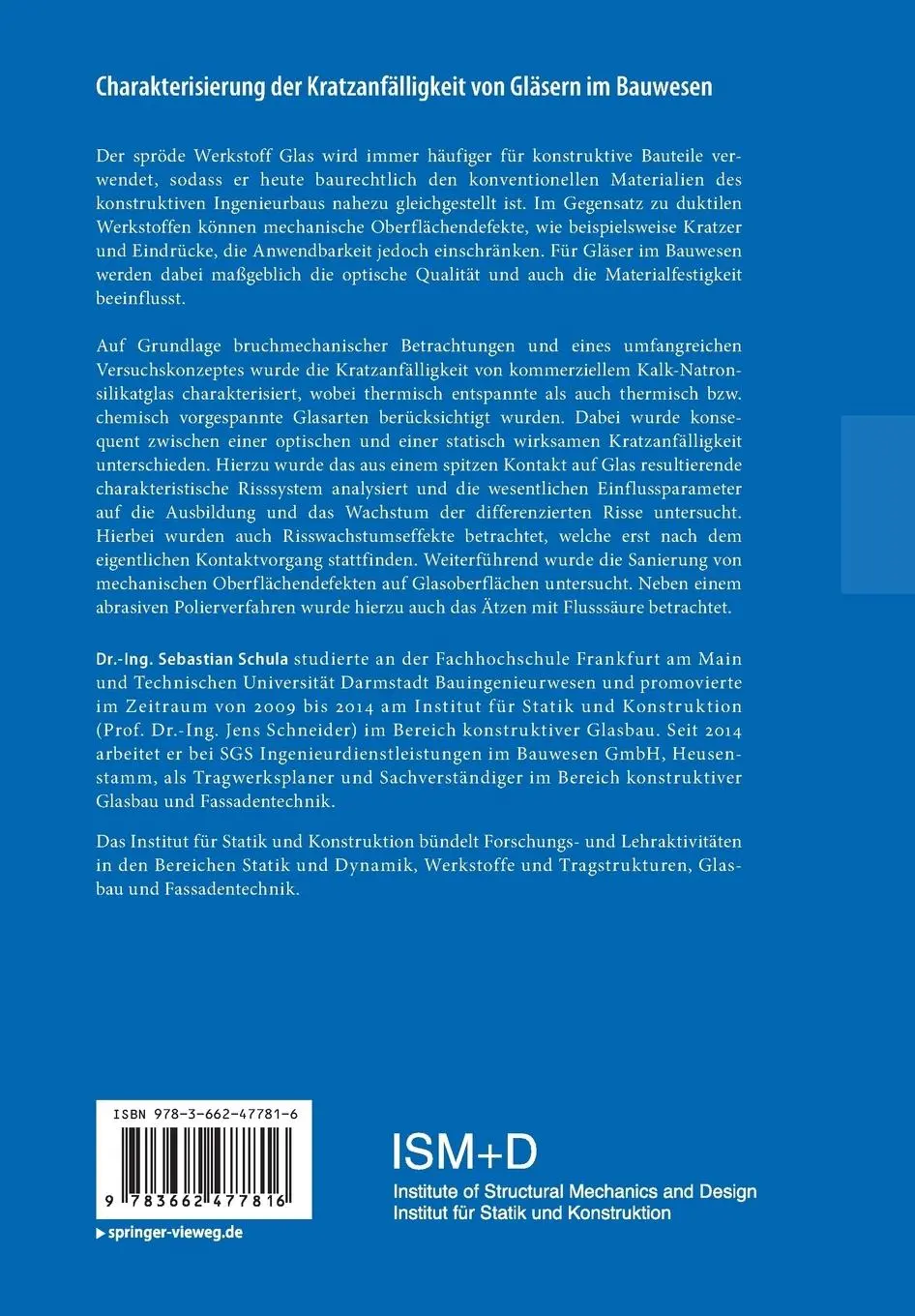 Rückseite: 9783662477816 | Charakterisierung der Kratzanfälligkeit von Gläsern im Bauwesen | Buch