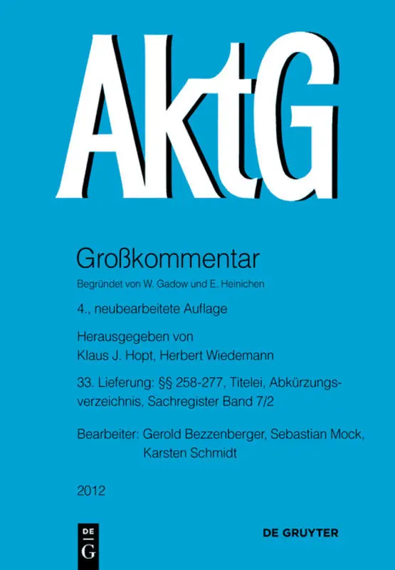 §§ 258-277, Titelei, Abkürzungsverzeichnis, Register Band 7/2