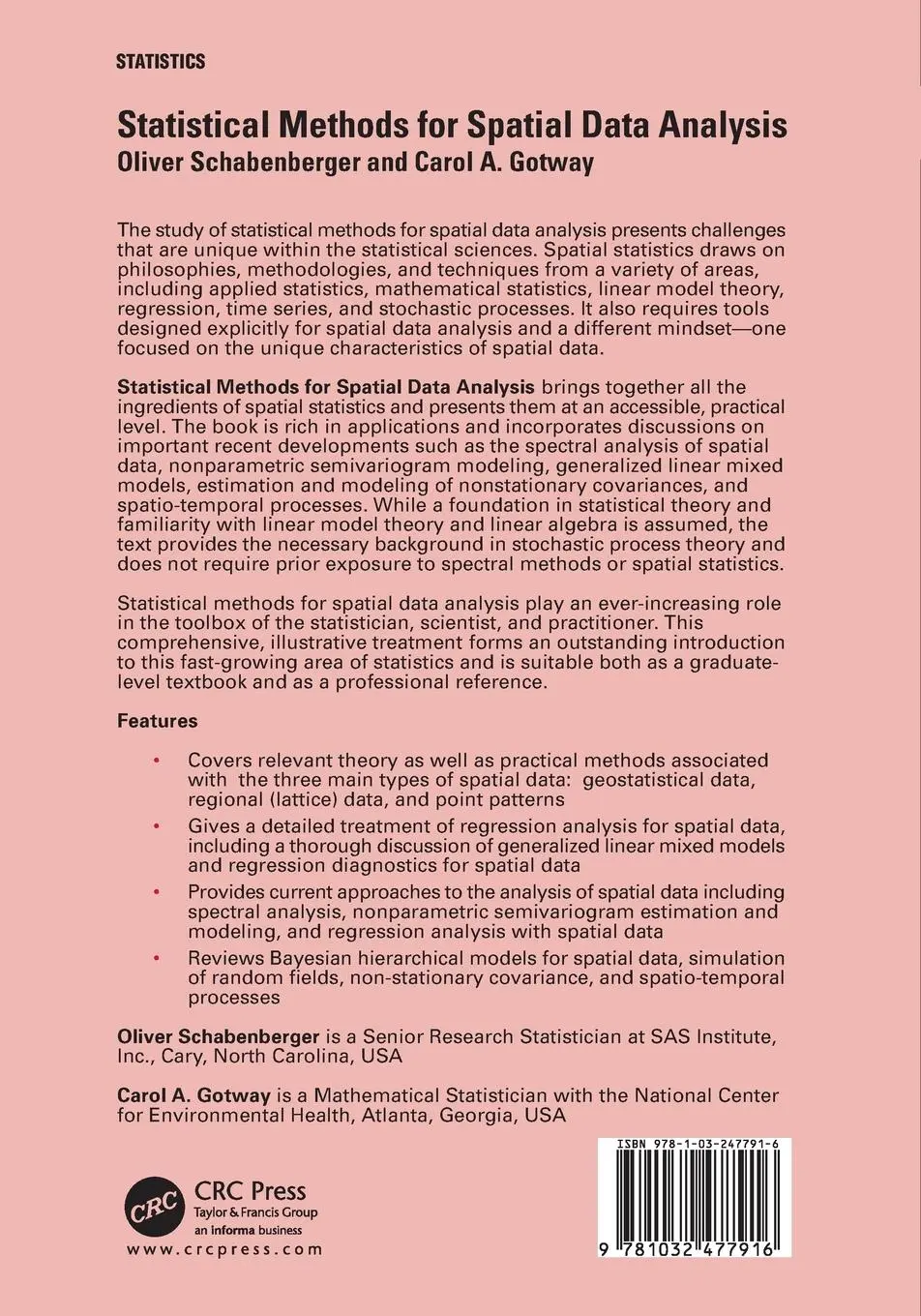 Rückseite: 9781032477916 | Statistical Methods for Spatial Data Analysis | Schabenberger (u. a.)