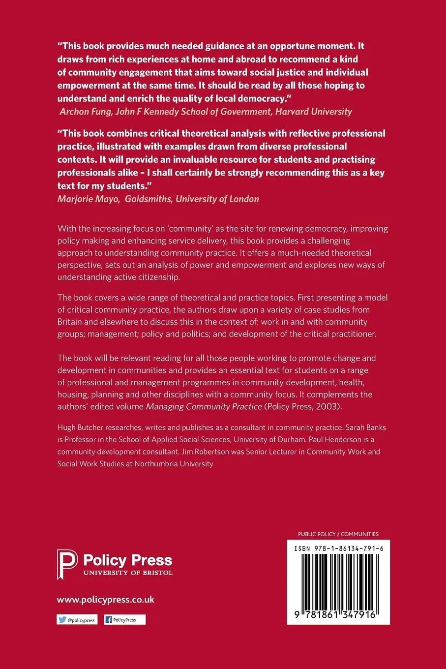 Rückseite: 9781861347916 | Critical community practice | Hugh L Butcher (u. a.) | Taschenbuch