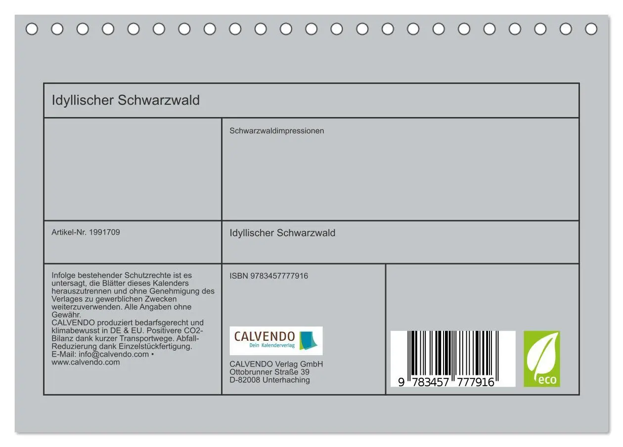 Bild: 9783457777916 | Idyllischer Schwarzwald (Tischkalender 2026 DIN A5 quer), CALVENDO...