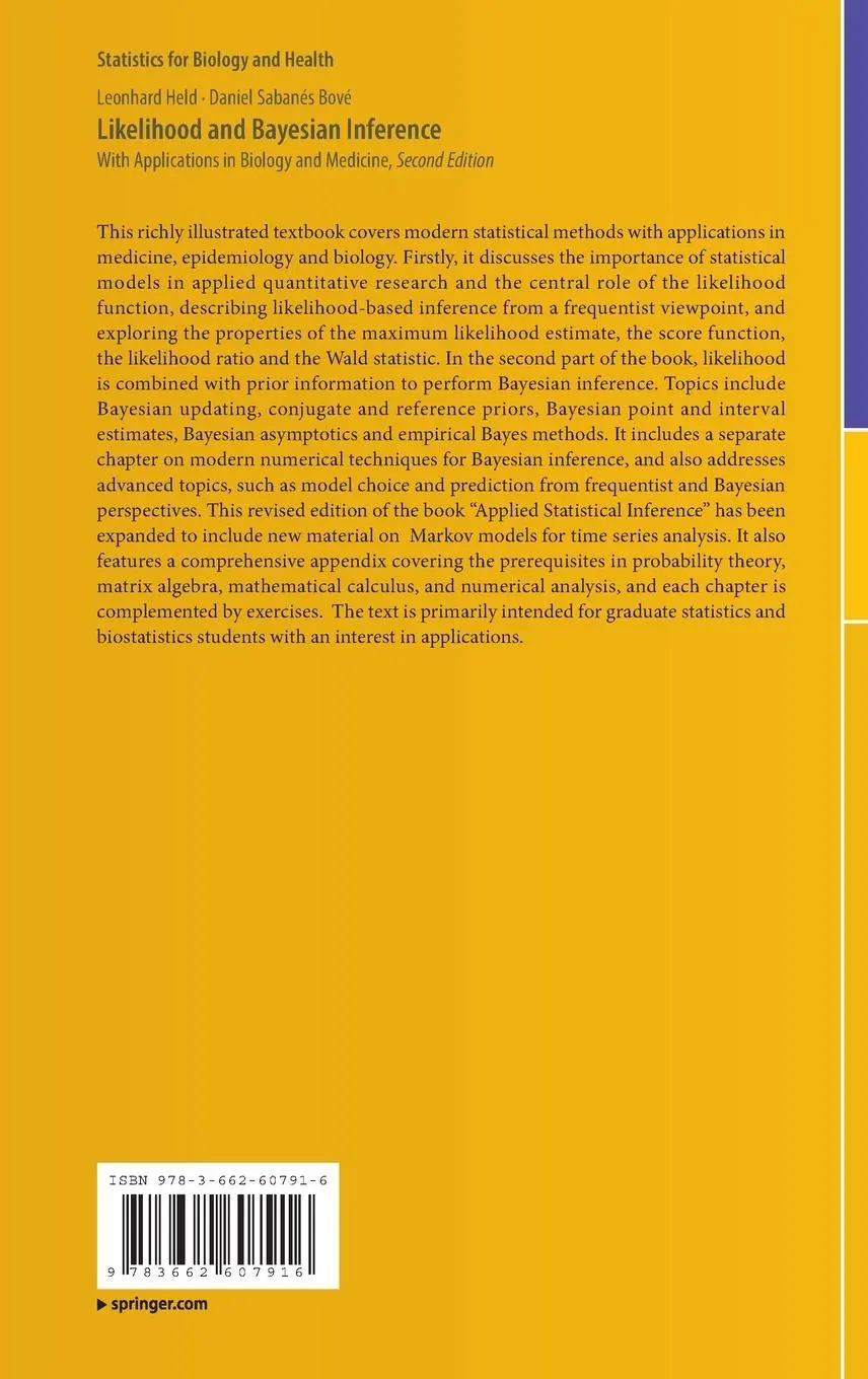 Rückseite: 9783662607916 | Likelihood and Bayesian Inference | Daniel Sabanés Bové (u. a.) | Buch