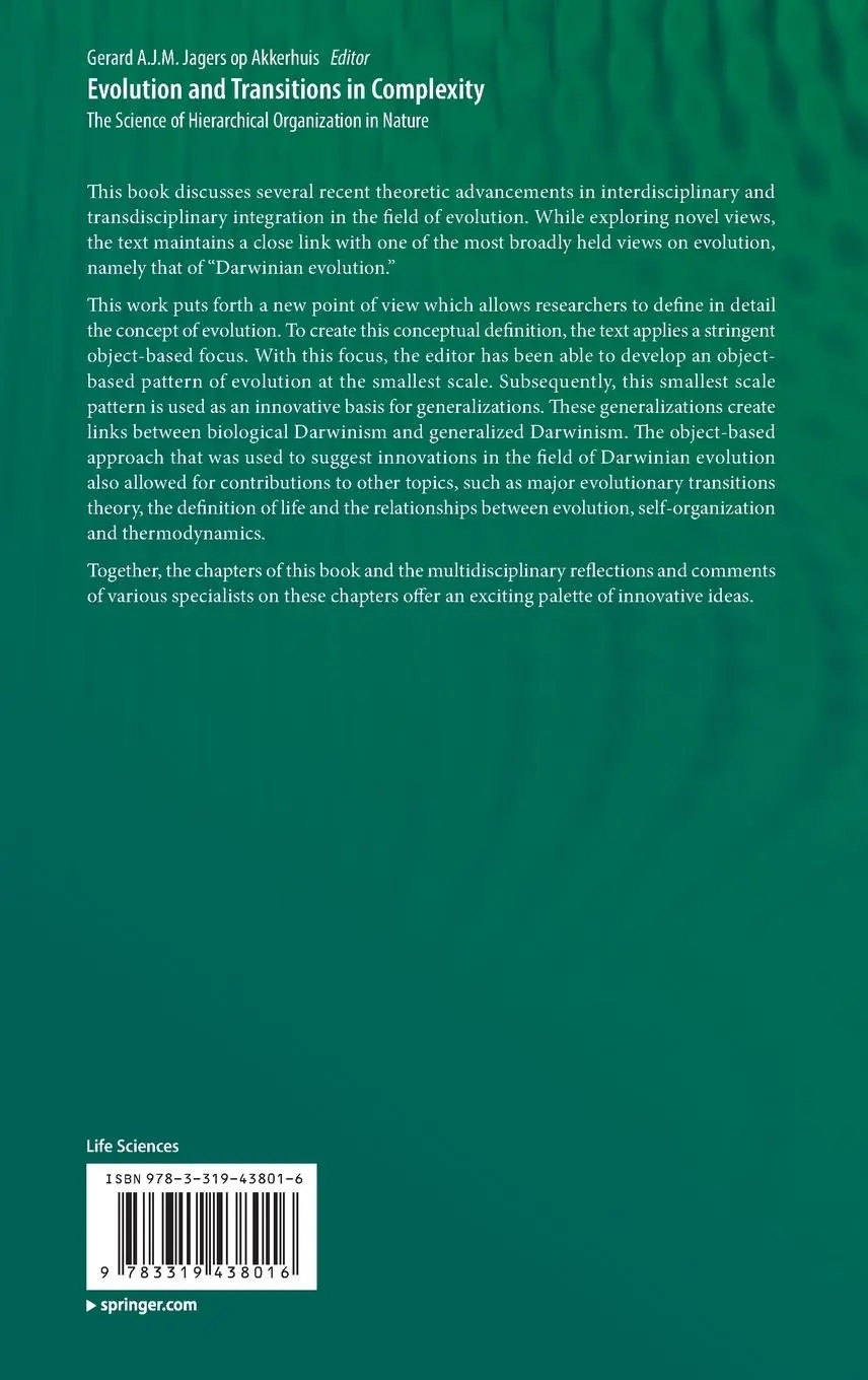 Rückseite: 9783319438016 | Evolution and Transitions in Complexity | Akkerhuis | Buch | xii