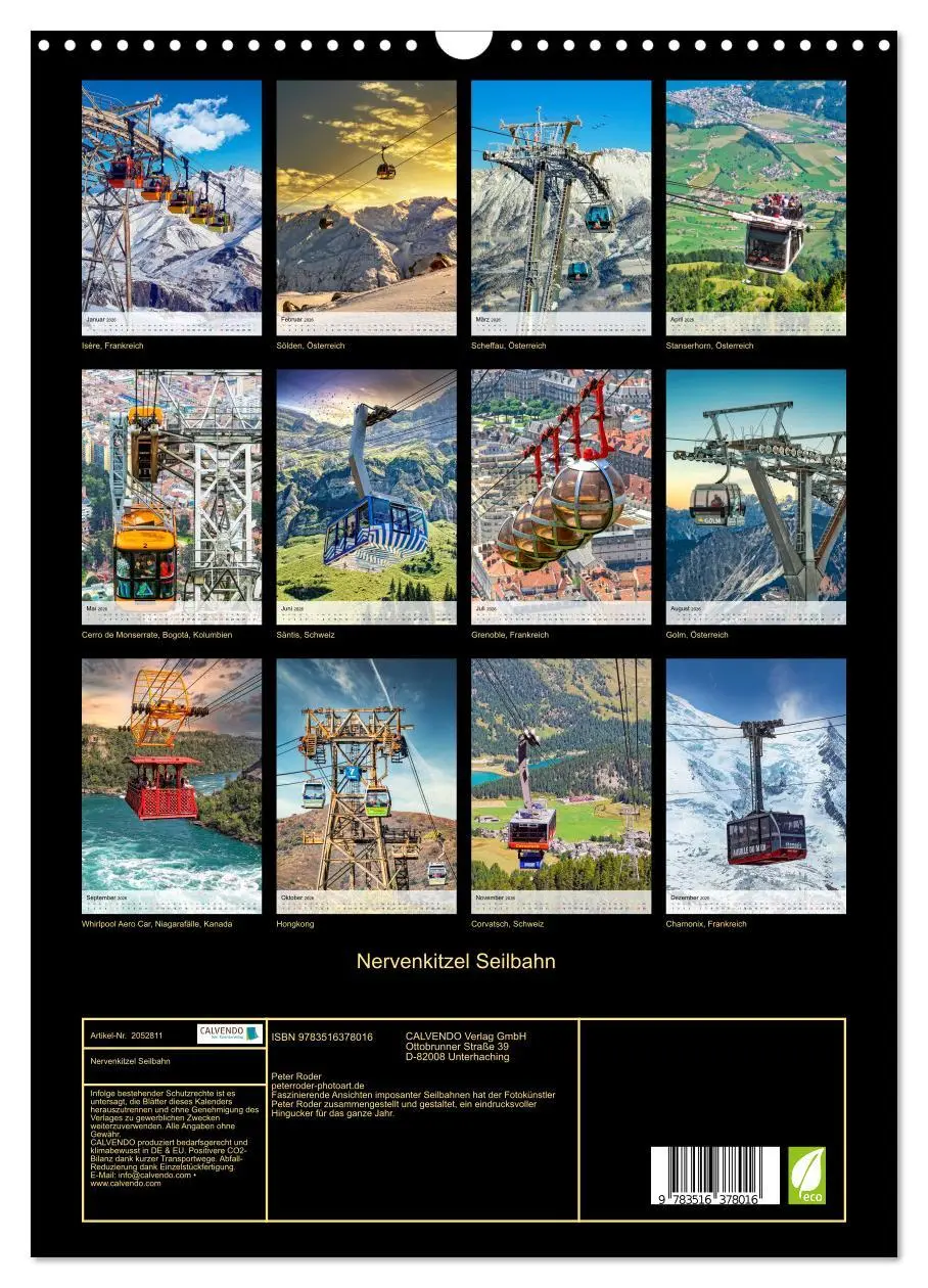 Bild: 9783516378016 | Nervenkitzel Seilbahn (Wandkalender 2026 DIN A3 hoch), CALVENDO...