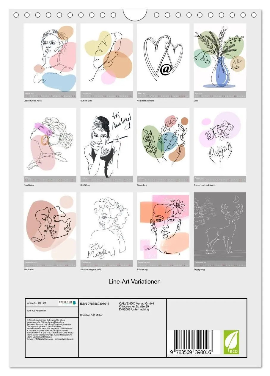Bild: 9783569398016 | Line-Art Variationen (Wandkalender 2027 DIN A4 hoch), CALVENDO...
