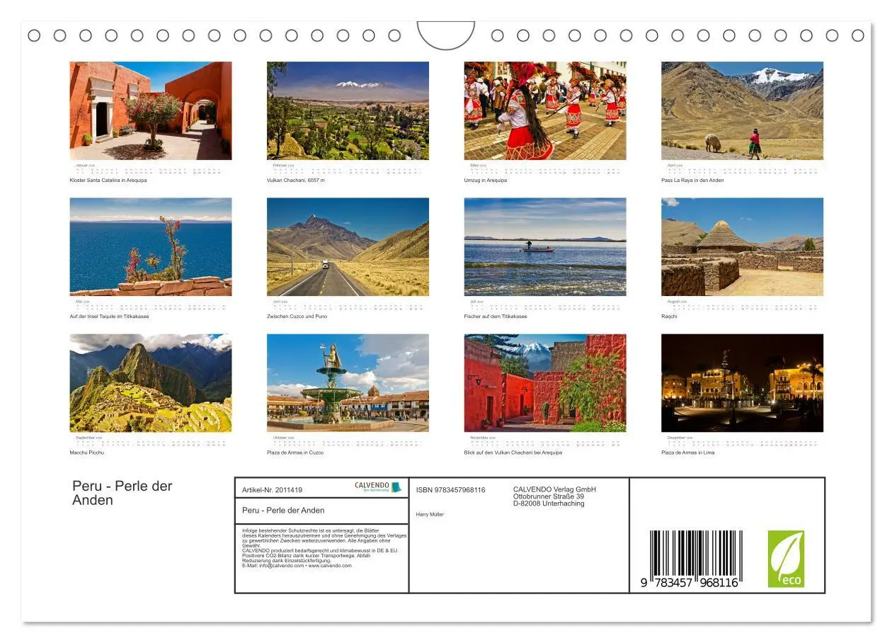 Bild: 9783457968116 | Peru - Perle der Anden (Wandkalender 2026 DIN A4 quer), CALVENDO...