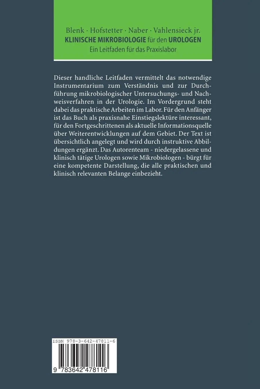 Rückseite: 9783642478116 | Klinische Mikrobiologie für den Urologen | Hofstetter (u. a.) | Buch