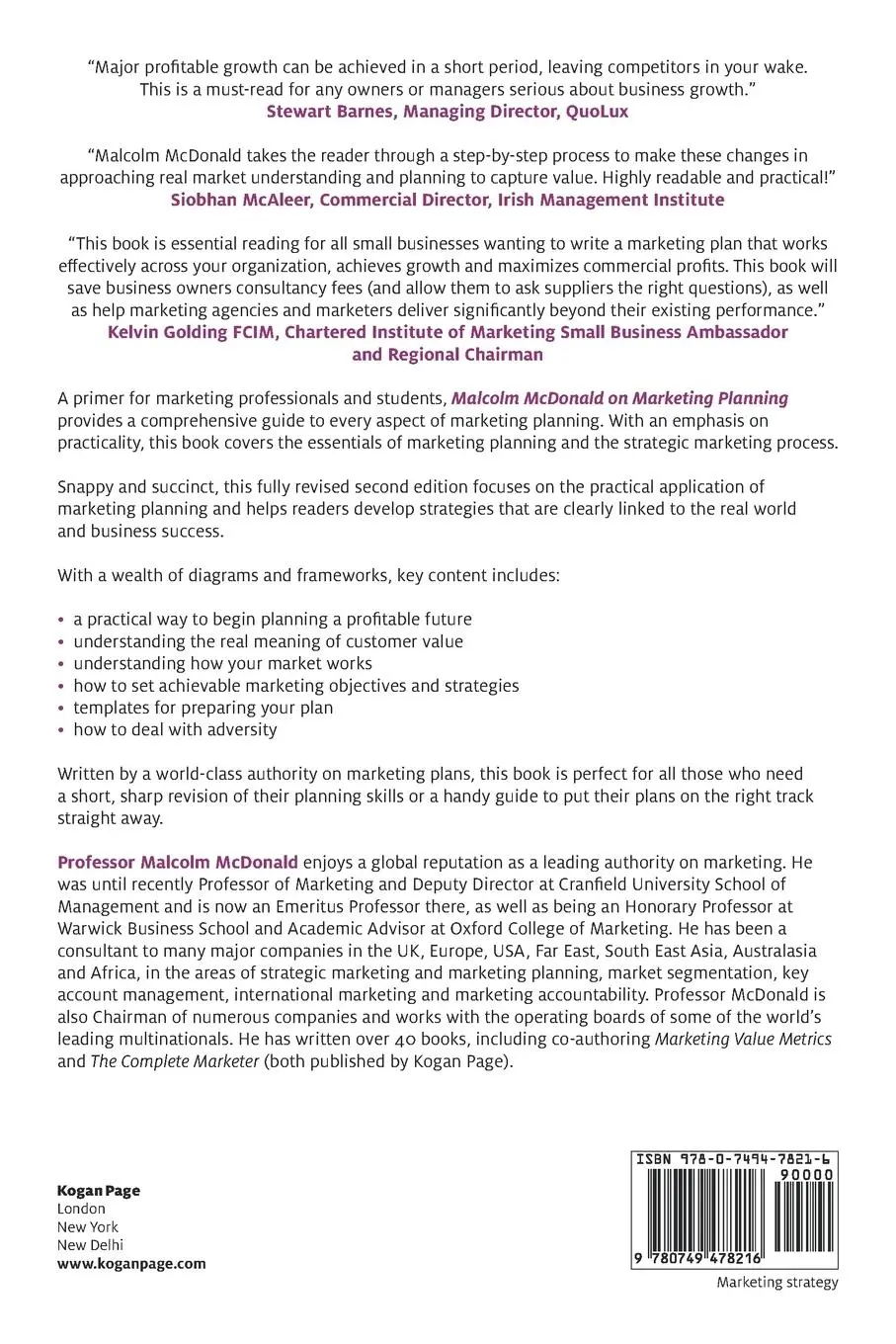 Rückseite: 9780749478216 | Malcolm McDonald on Marketing Planning | Malcolm McDonald | Buch