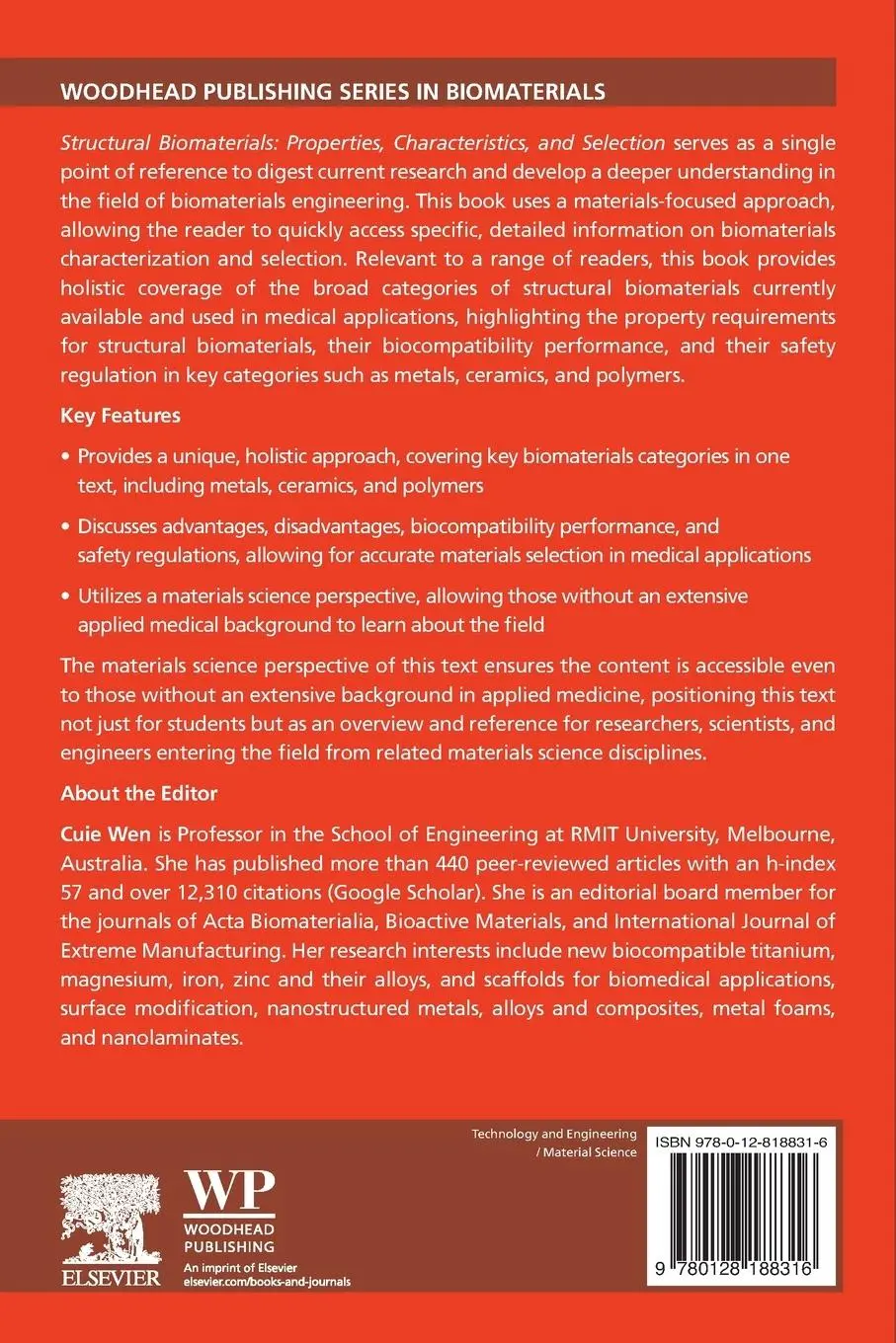 Rückseite: 9780128188316 | Structural Biomaterials | Properties, Characteristics, and Selection