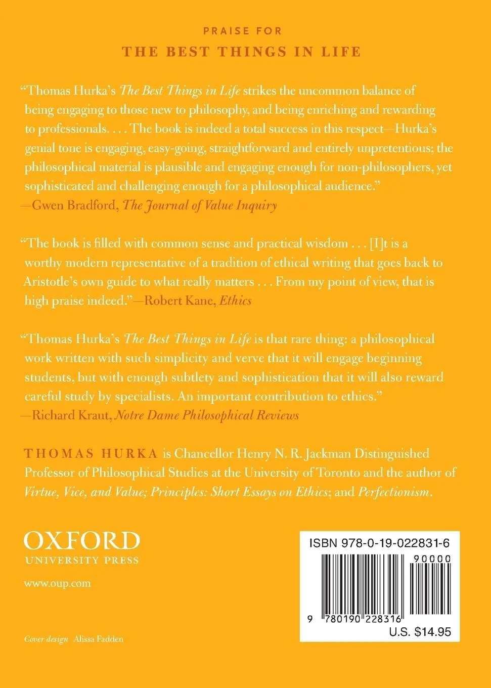Rückseite: 9780190228316 | Best Things in Life | A Guide to What Really Matters | Thomas Hurka