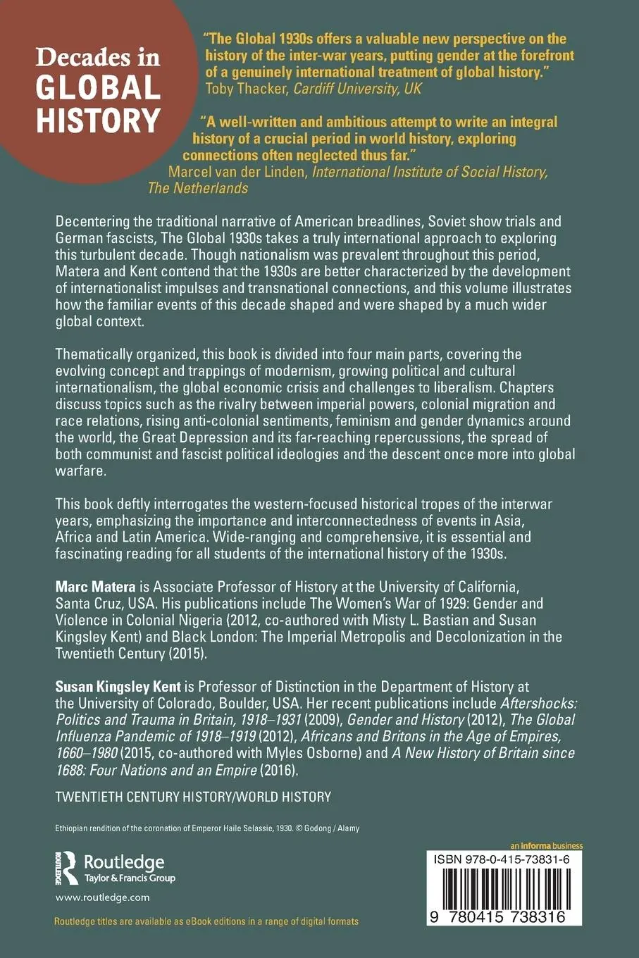 Rückseite: 9780415738316 | The Global 1930s | The international decade | Marc Matera (u. a.)