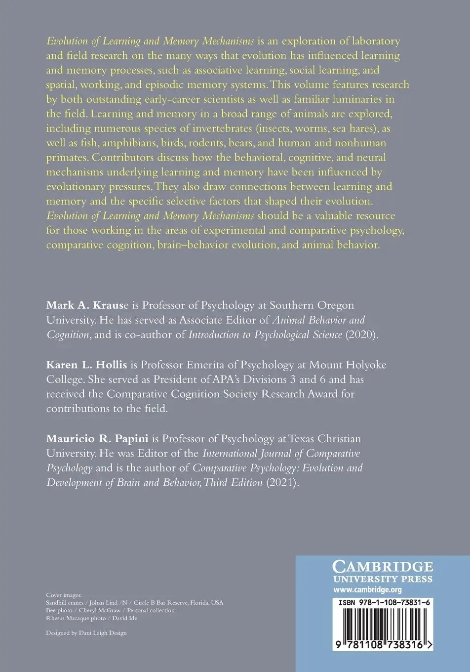 Rückseite: 9781108738316 | Evolution of Learning and Memory Mechanisms | Mark A. Krause (u. a.)