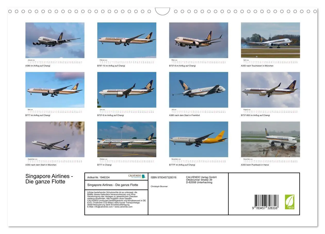 Bild: 9783457328316 | Singapore Airlines - Die ganze Flotte (Wandkalender 2026 DIN A3...