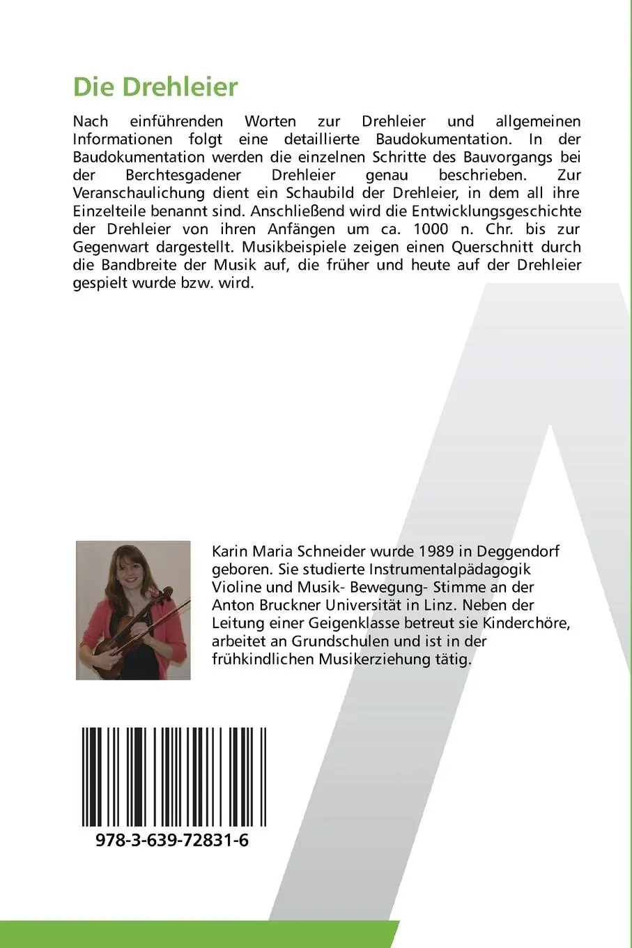 Rückseite: 9783639728316 | Die Drehleier | Bau, Baudokumentation und geschichtliche Entwicklung
