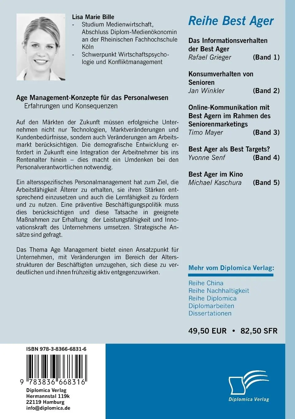 Rückseite: 9783836668316 | Age Management-Konzepte für das Personalwesen | Lisa Marie Bille