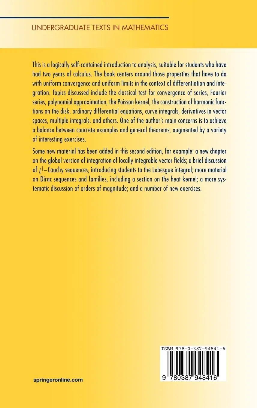 Rückseite: 9780387948416 | Undergraduate Analysis | Serge Lang | Buch | xv | Englisch | 1996