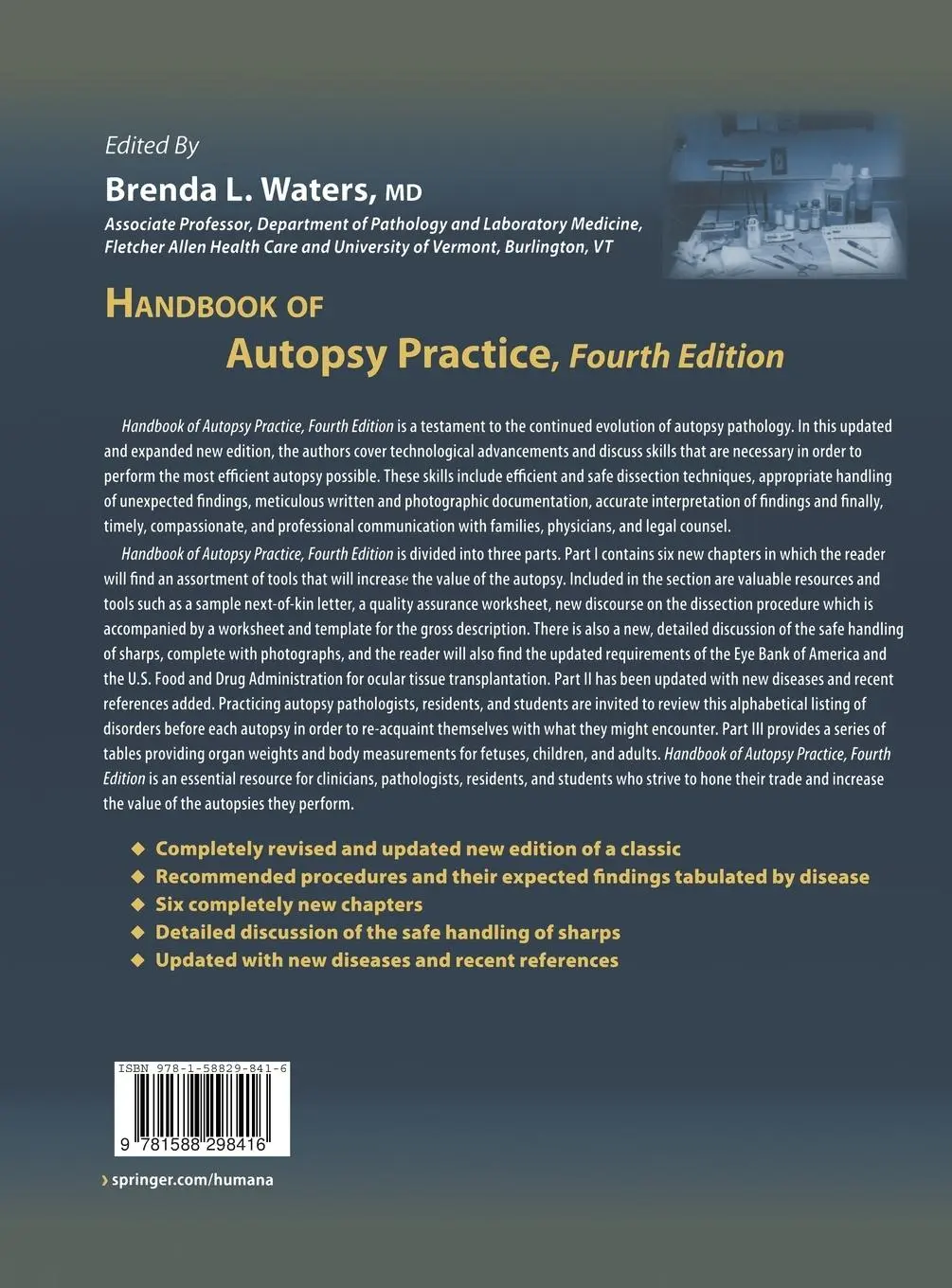 Rückseite: 9781588298416 | Handbook of Autopsy Practice | Brenda L. Waters | Buch | xii | 2009
