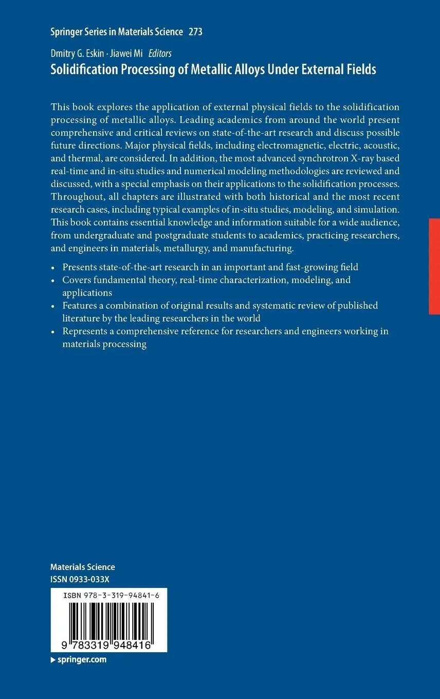 Rückseite: 9783319948416 | Solidification Processing of Metallic Alloys Under External Fields