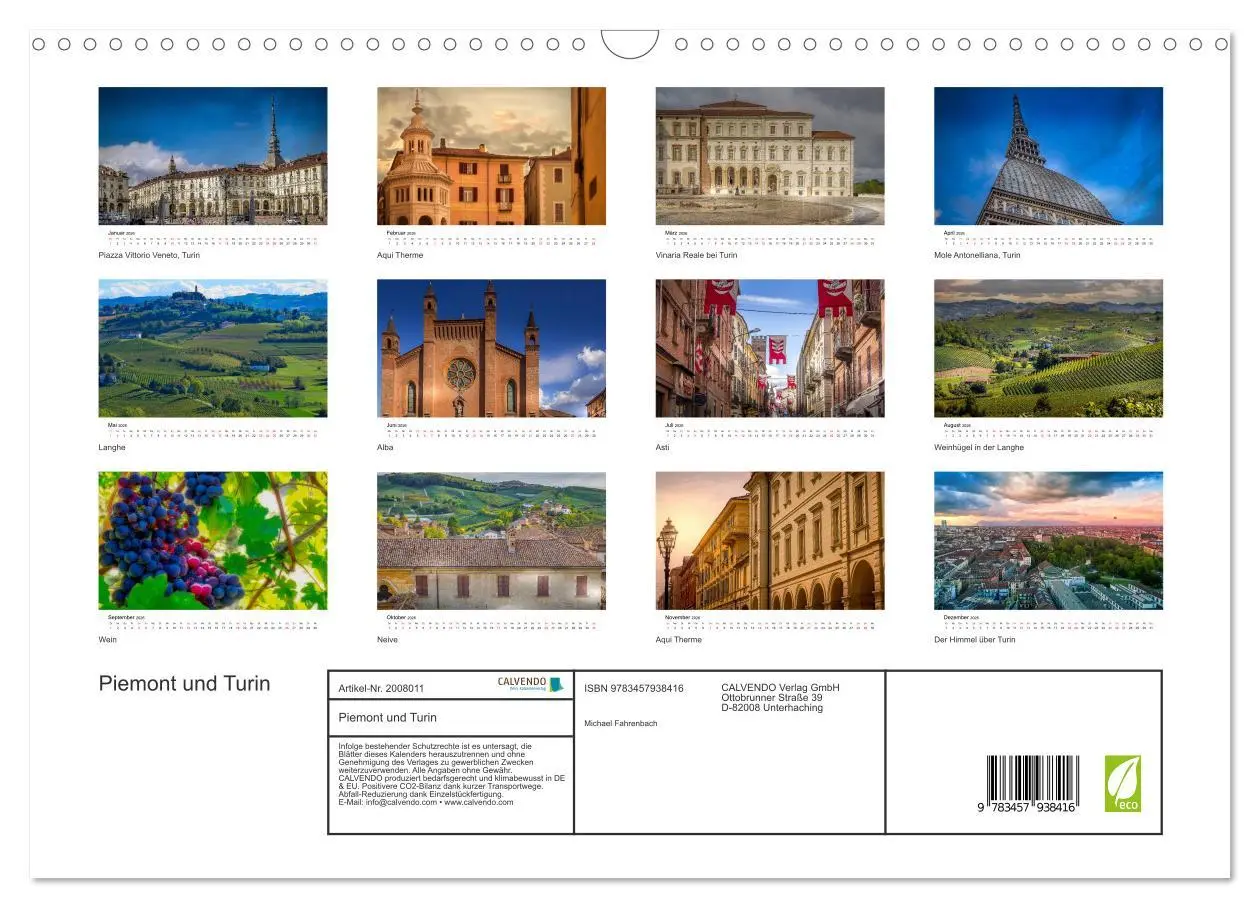 Bild: 9783457938416 | Piemont und Turin (Wandkalender 2026 DIN A3 quer), CALVENDO...