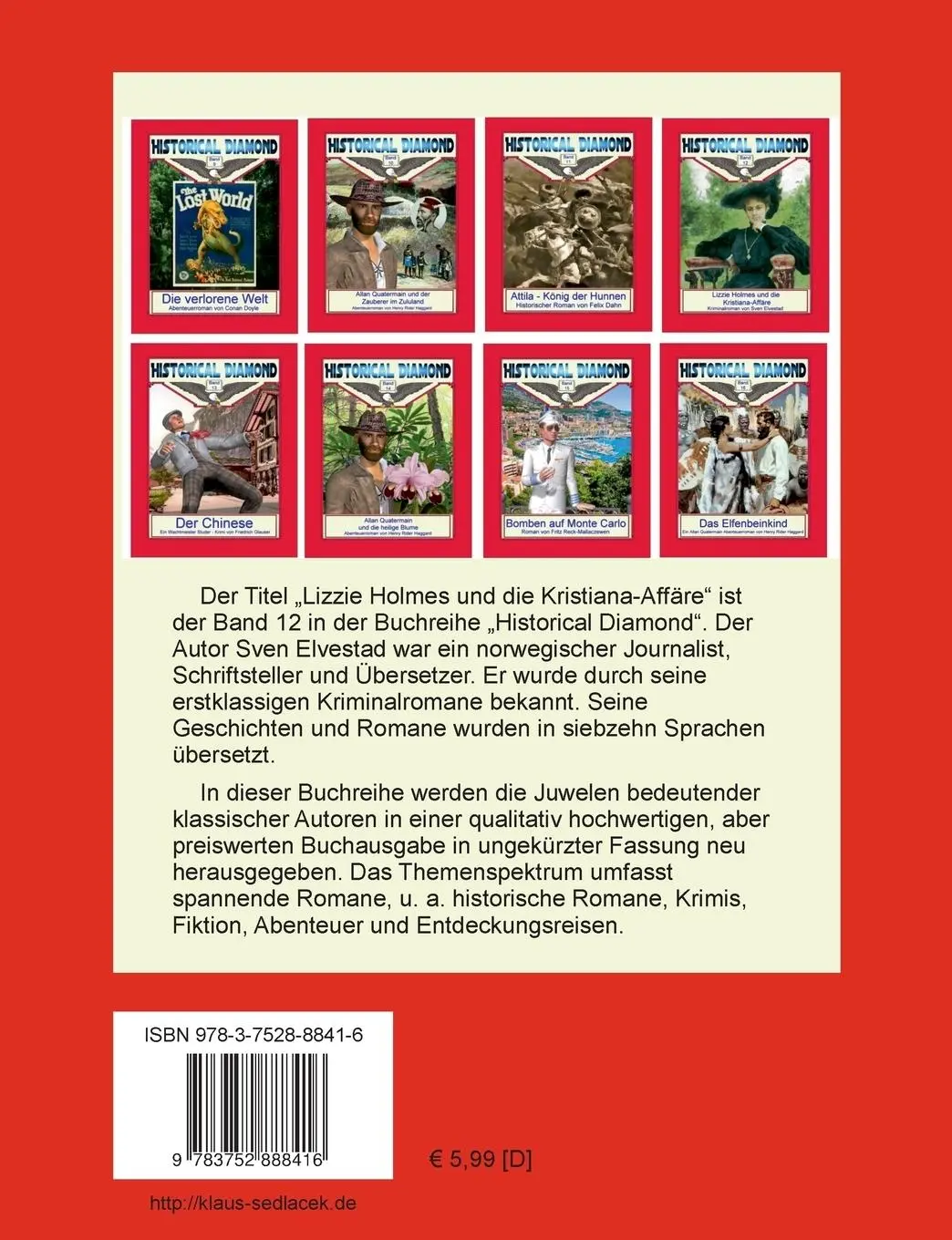 Rückseite: 9783752888416 | Lizzie Holmes und die Kristiana-Affäre | Kriminalroman | Sven Elvestad