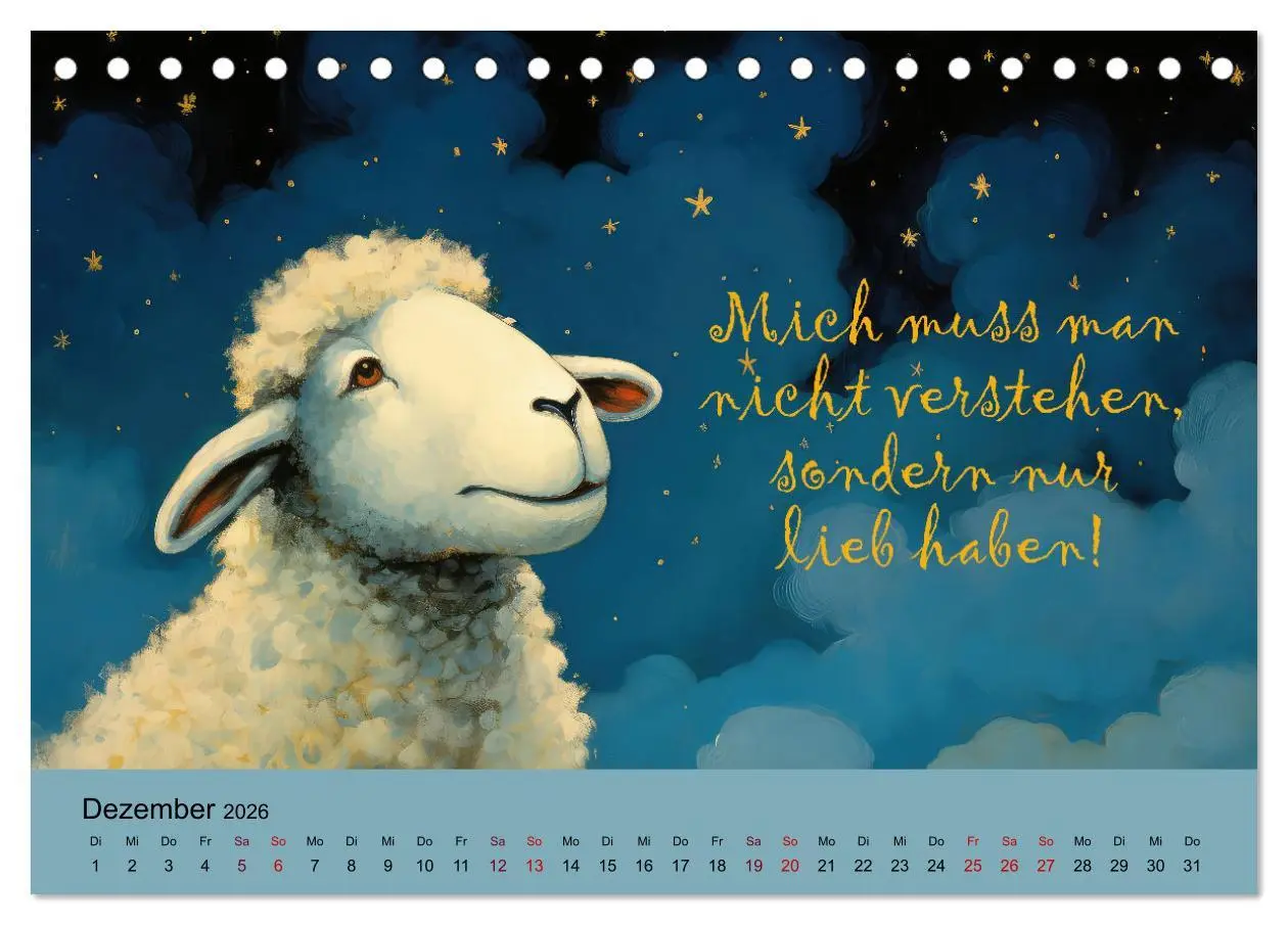 Bild: 9783457478516 | Schafsprüche (Tischkalender 2026 DIN A5 quer), CALVENDO Monatskalender