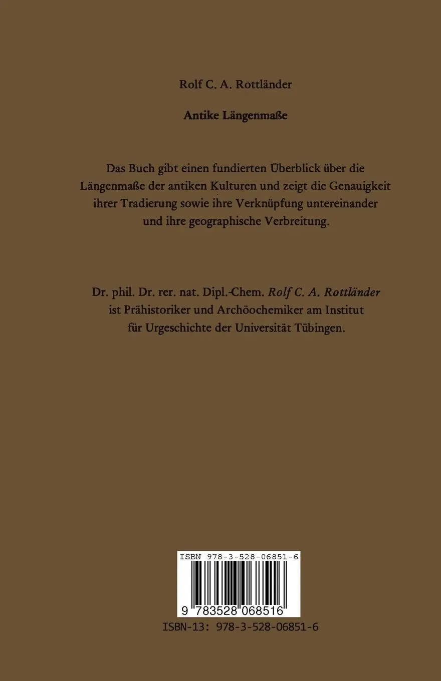 Rückseite: 9783528068516 | Antike Längenmaße | Untersuchungen über ihre Zusammenhänge | Buch