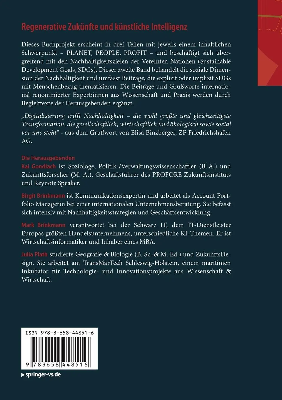 Rückseite: 9783658448516 | Regenerative Zukünfte und künstliche Intelligenz | Band 2: PEOPLE