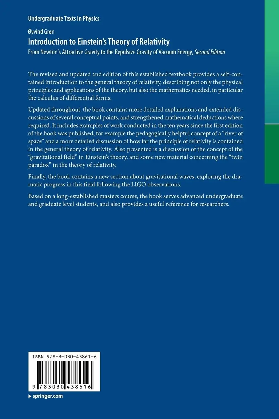 Rückseite: 9783030438616 | Introduction to Einstein's Theory of Relativity | Øyvind Grøn | Buch