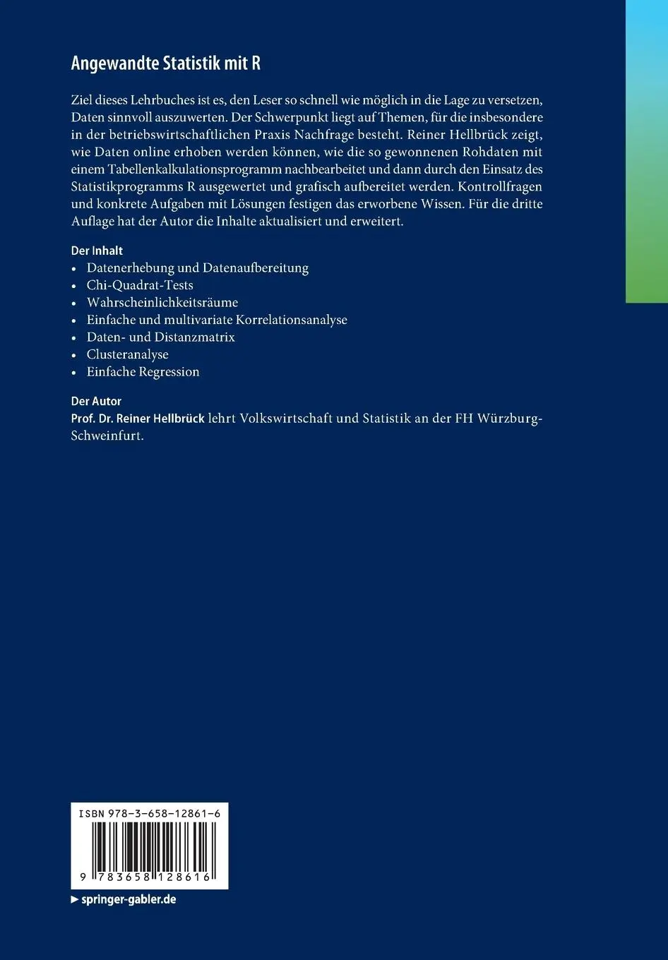 Rückseite: 9783658128616 | Angewandte Statistik mit R | Reiner Hellbrück | Taschenbuch | xix