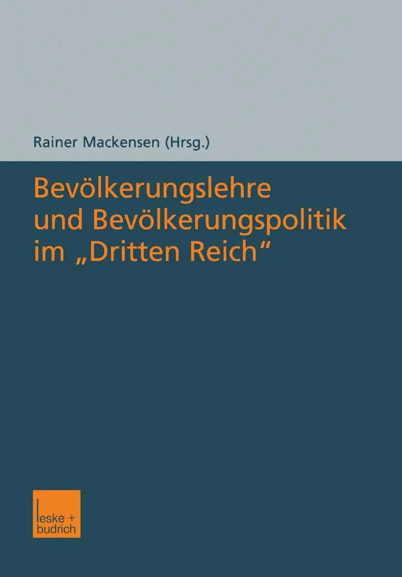 Cover: 9783810038616 | Bevölkerungslehre und Bevölkerungspolitik im "Dritten Reich" | Buch