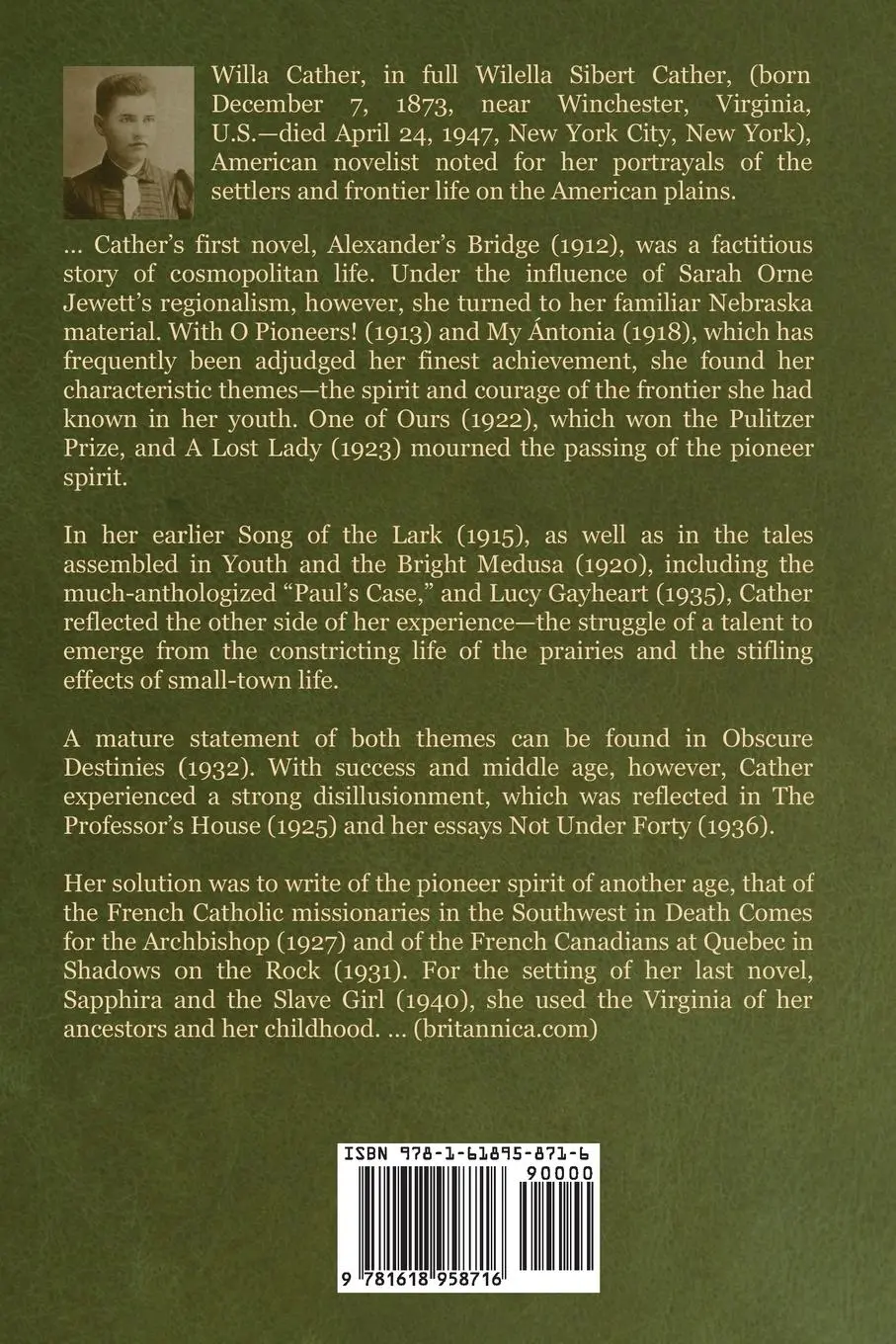 Rückseite: 9781618958716 | Song of the Lark | Willa Cather | Taschenbuch | Englisch | 2020