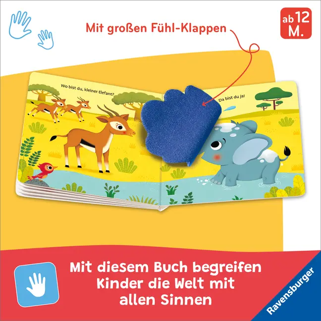 Bild: 9783473438716 | Wo bist du, kleiner Elefant? | Mit großen Fühl-Klappen | Klara Tünner