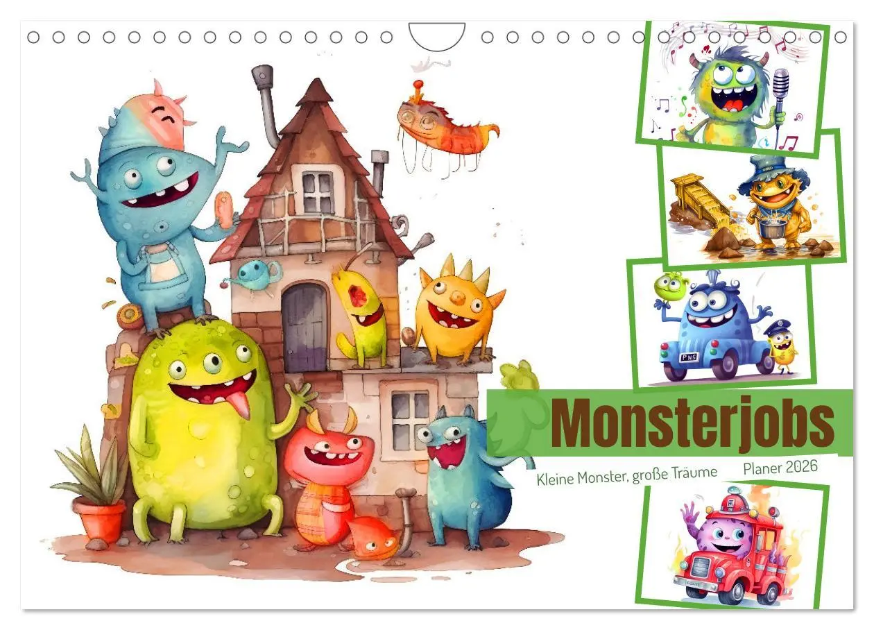 Cover: 9783457378816 | Monsterjobs - Kleine Monster, große Träume (Wandkalender 2026 DIN...