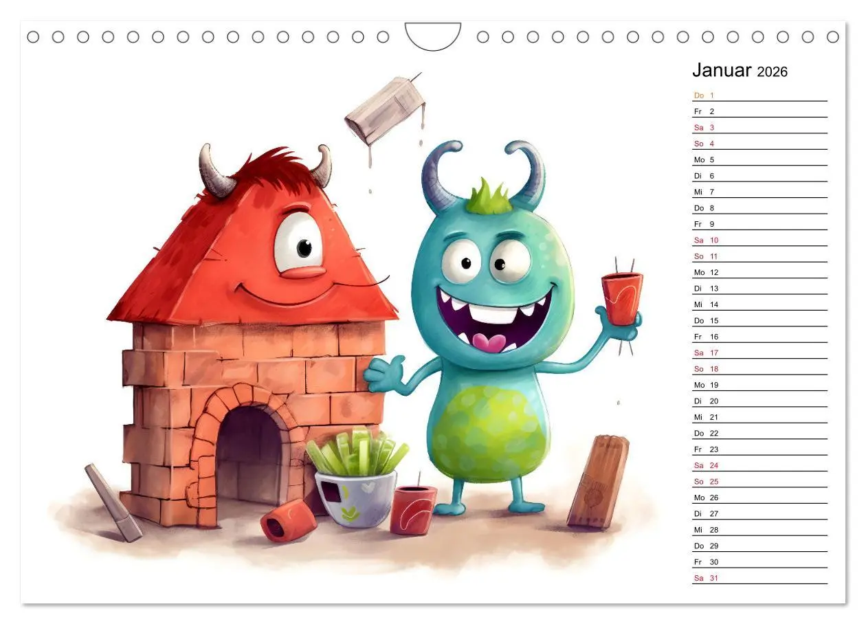 Bild: 9783457378816 | Monsterjobs - Kleine Monster, große Träume (Wandkalender 2026 DIN...