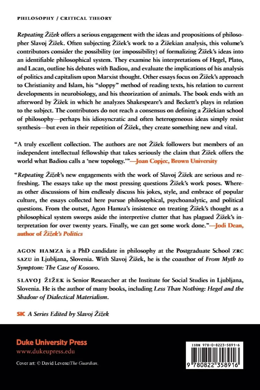 Rückseite: 9780822358916 | Repeating ¿i¿ek | Agon Hamza | Taschenbuch | Englisch | 2015