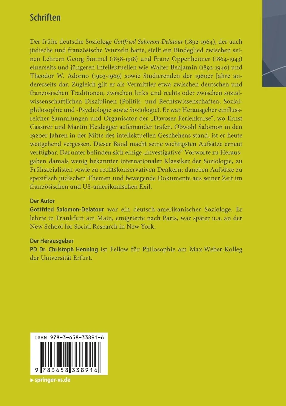 Rückseite: 9783658338916 | Schriften | Herausgegeben von Christoph Henning | Salomon-Delatour