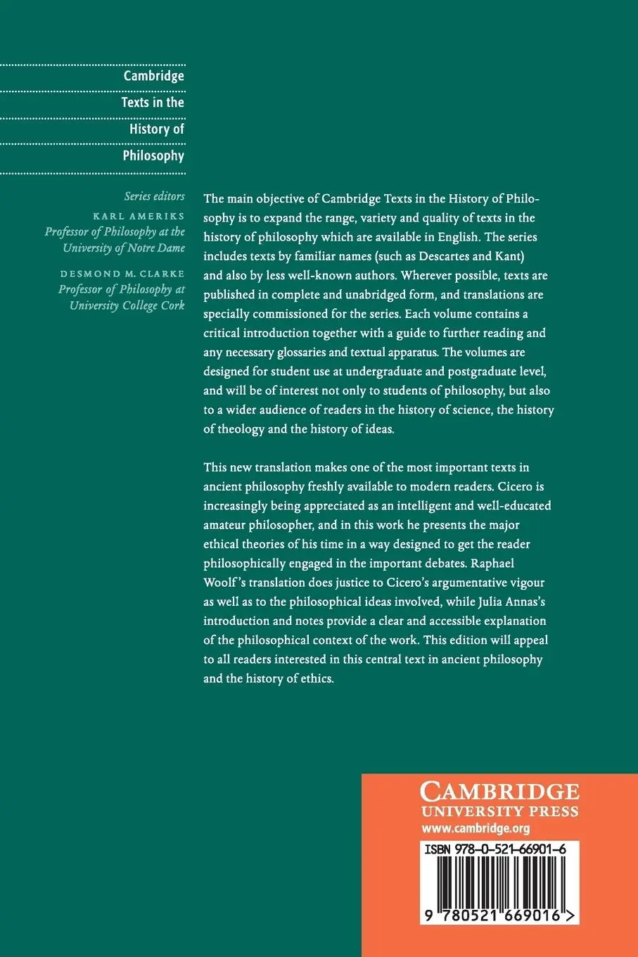 Rückseite: 9780521669016 | Cicero | On Moral Ends | Marcus Tullius Cicero | Taschenbuch | 2017