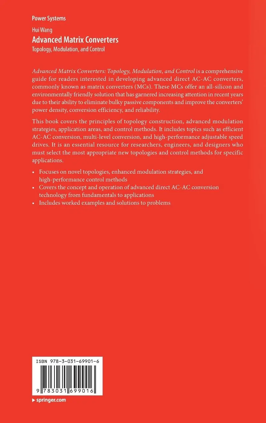 Rückseite: 9783031699016 | Advanced Matrix Converters | Topology, Modulation, and Control | Wang