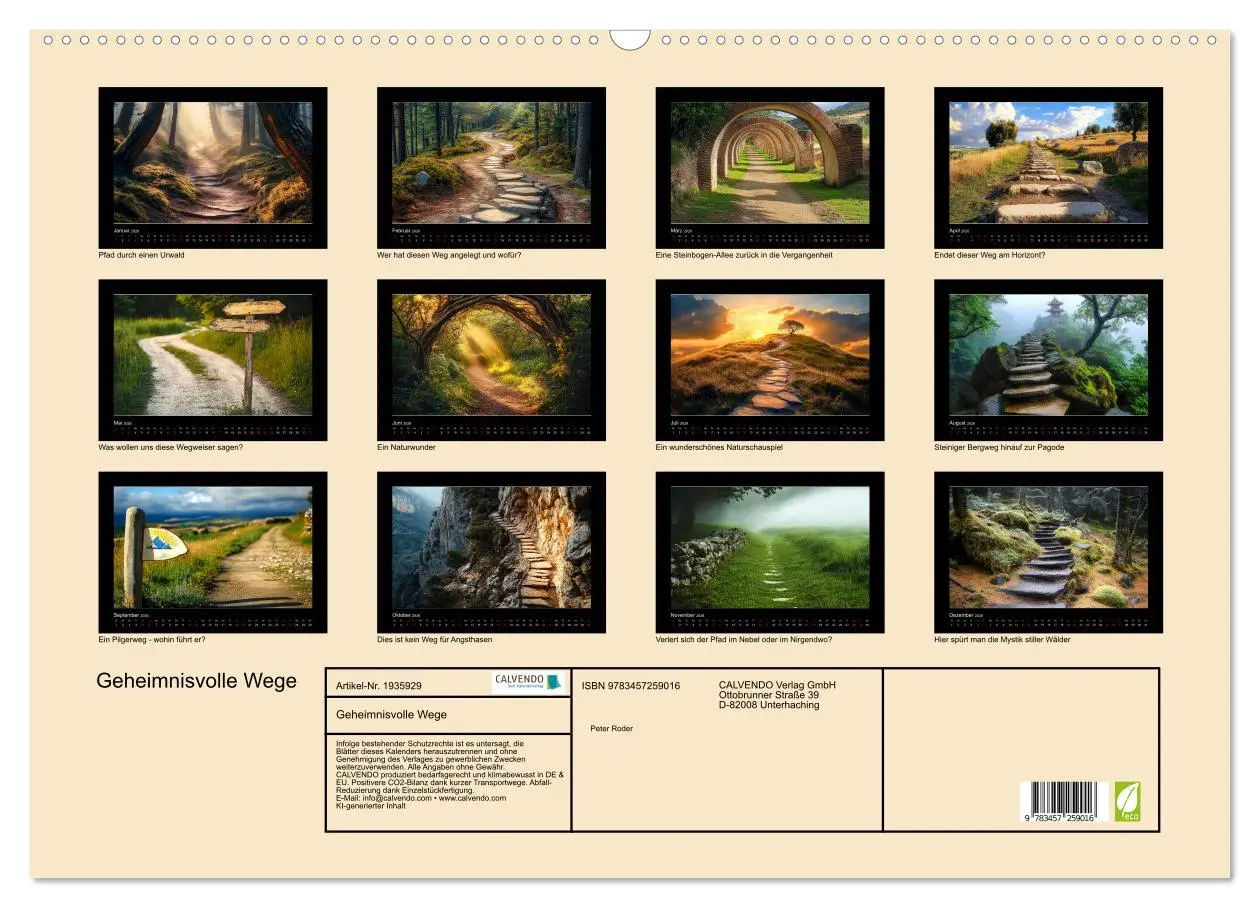 Bild: 9783457259016 | Geheimnisvolle Wege (Wandkalender 2026 DIN A2 quer), CALVENDO...