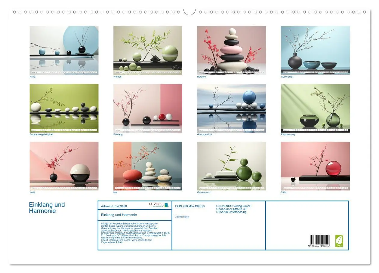 Bild: 9783457499016 | Einklang und Harmonie (Wandkalender 2026 DIN A2 quer), CALVENDO...