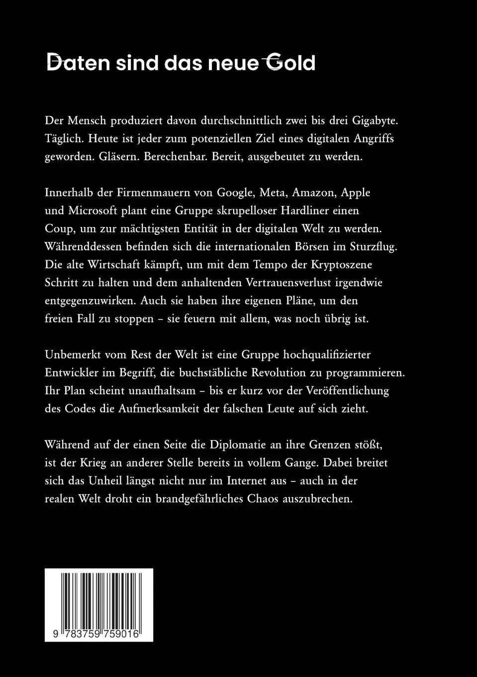 Rückseite: 9783759759016 | Genesis | Thriller | Jonas Schönberger | Taschenbuch | 468 S. | 2024