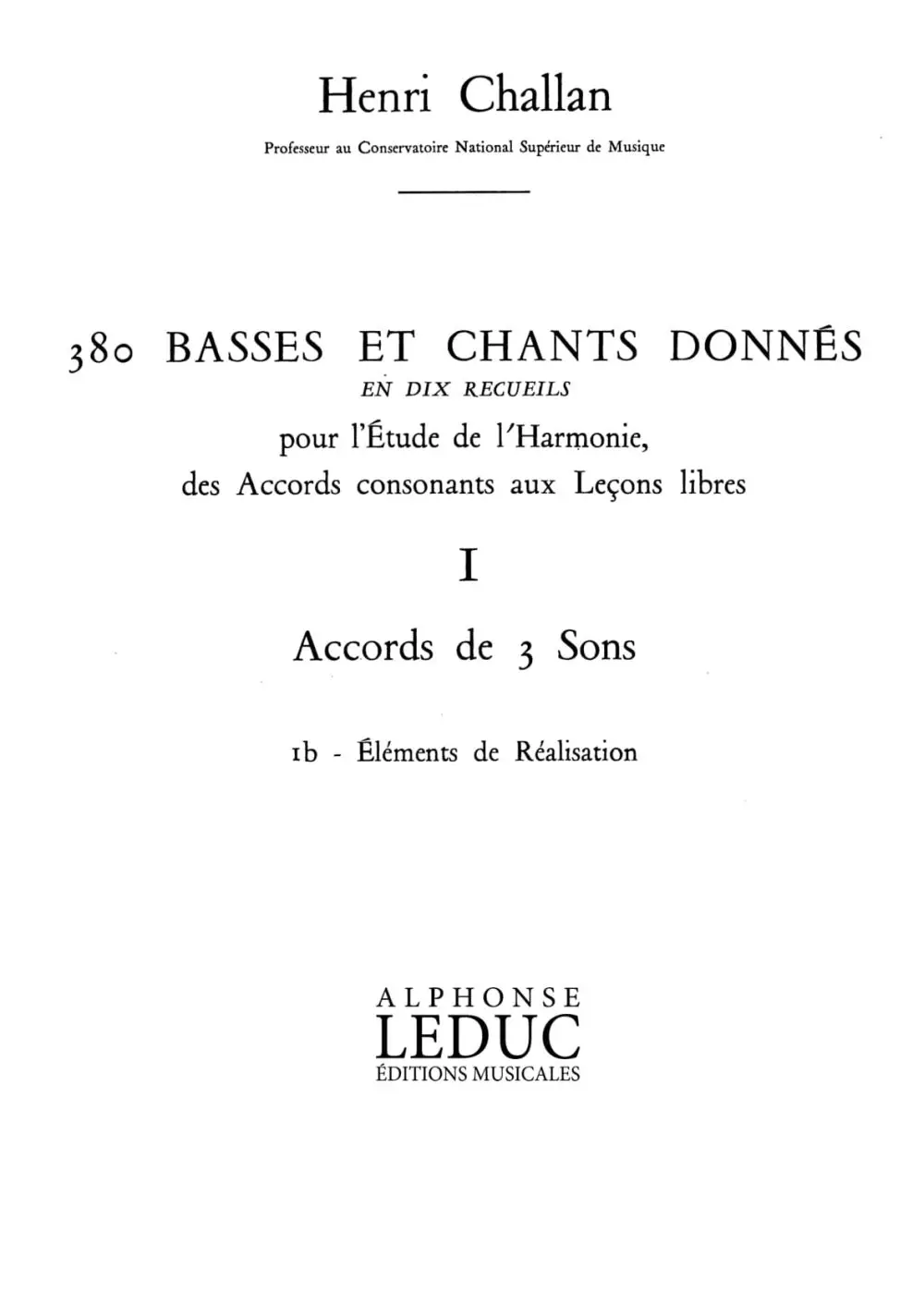 Cover: 9790046219016 | 380 basses et chants donnés vol.1b Accords de 3 sons - éléments de...