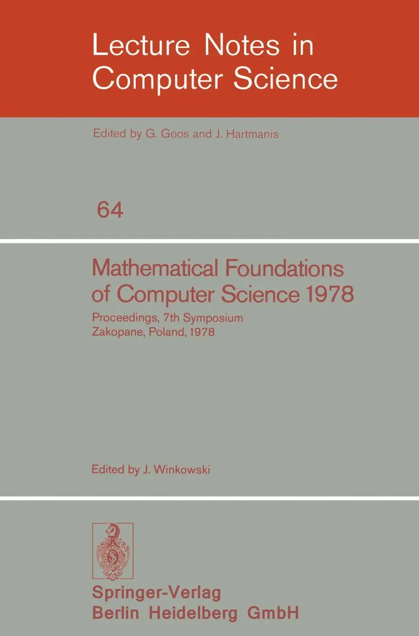 Cover: 9783540089216 | Mathematical Foundations of Computer Science 1978 | J. Winkowski | ix