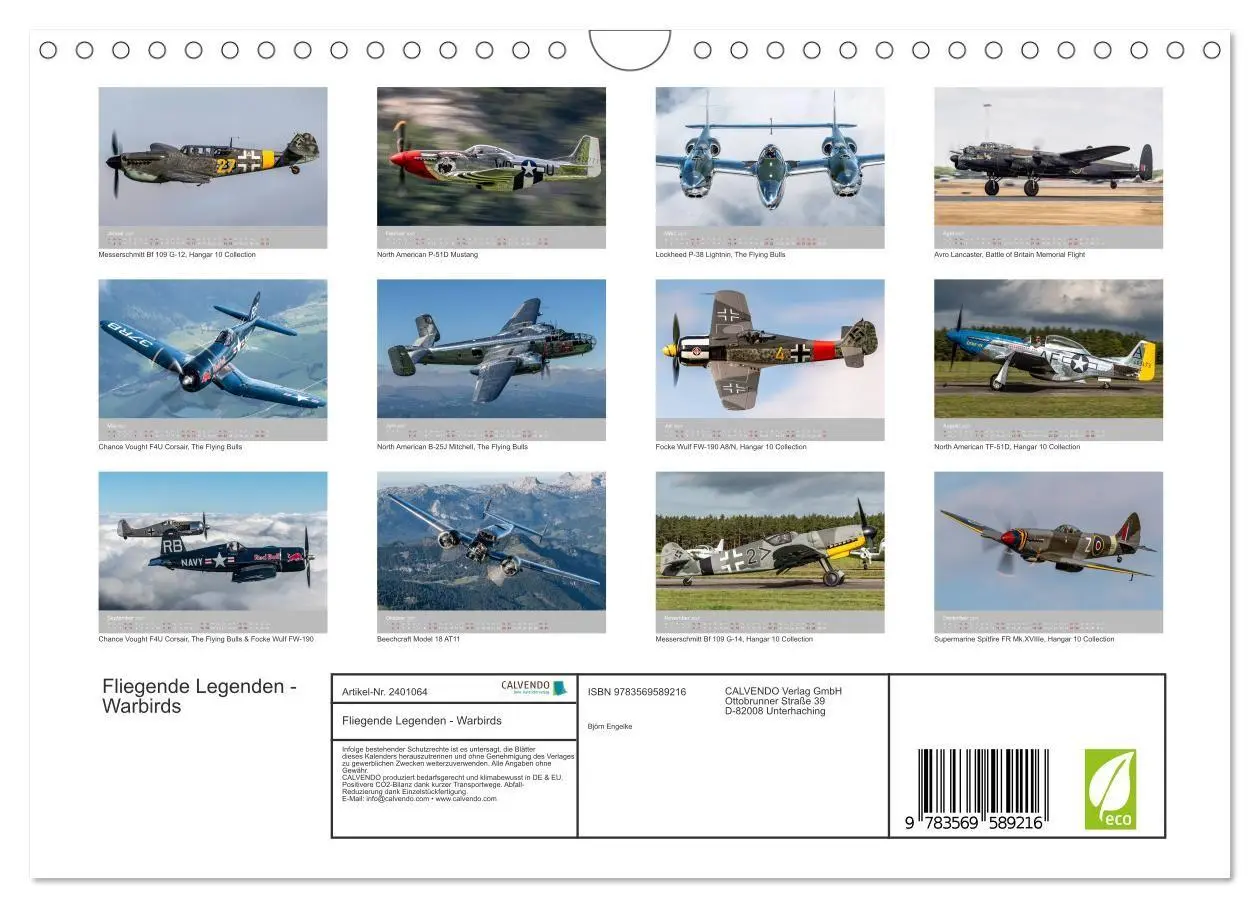 Bild: 9783569589216 | Fliegende Legenden - Warbirds (Wandkalender 2027 DIN A4 quer),...